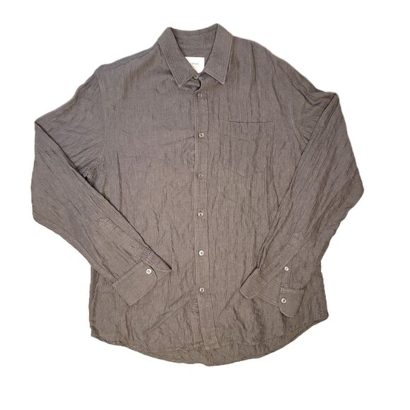 Billy Reid Herringbone Long Sleeve Shirt Mens Medium Gray Cotton Tencel USA - Picture 1 of 6